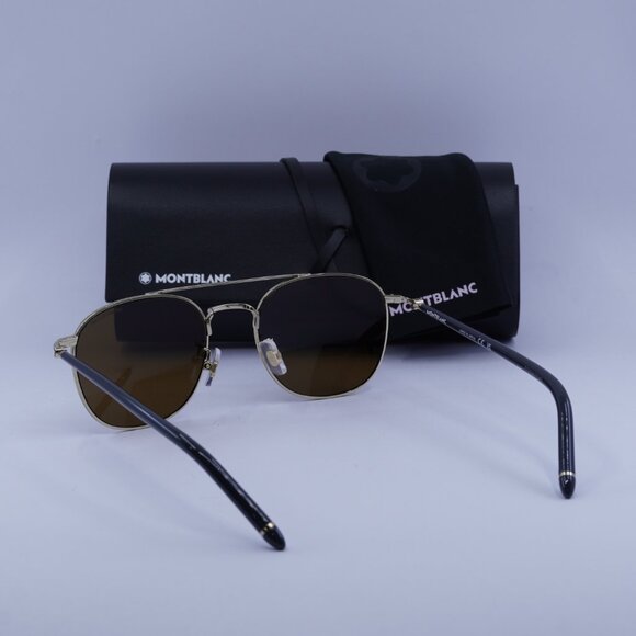 Montblanc MB0271S 004 Square Sunglasses - Gold/Nicotine - Picture 7 of 11